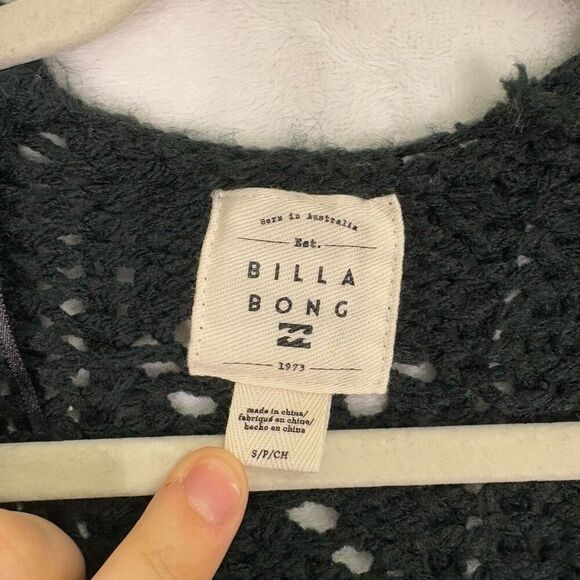 Billabong Women's Black Open Knit Open Front Cardigan Sweater Size Small - Picture 4 of 10
